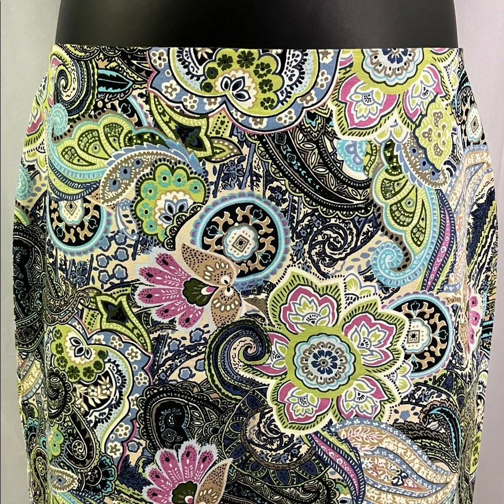 Talbots Multicolor Floral Paisley Print A-Line Cotton Skirt